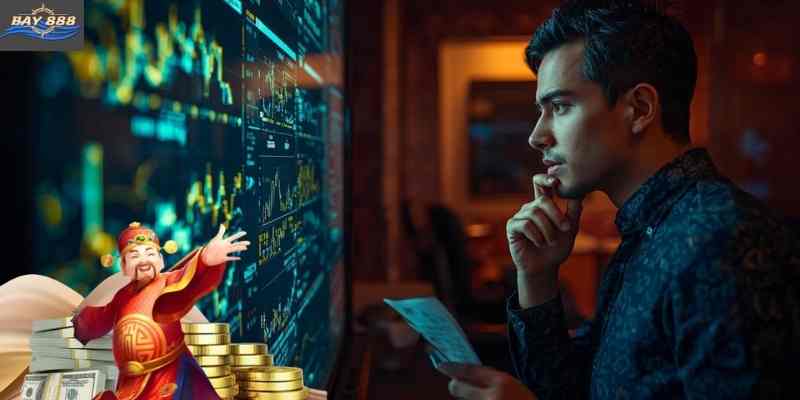 Player analyzing scoreboard patterns before placing a bet.
